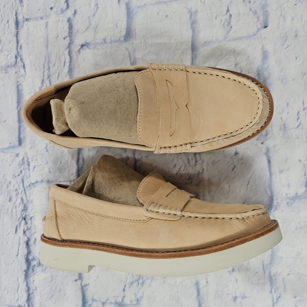 Sperry Top-Sider Tullulah Penny Loafer Women 5.5 Beige Leather Wedge Casual